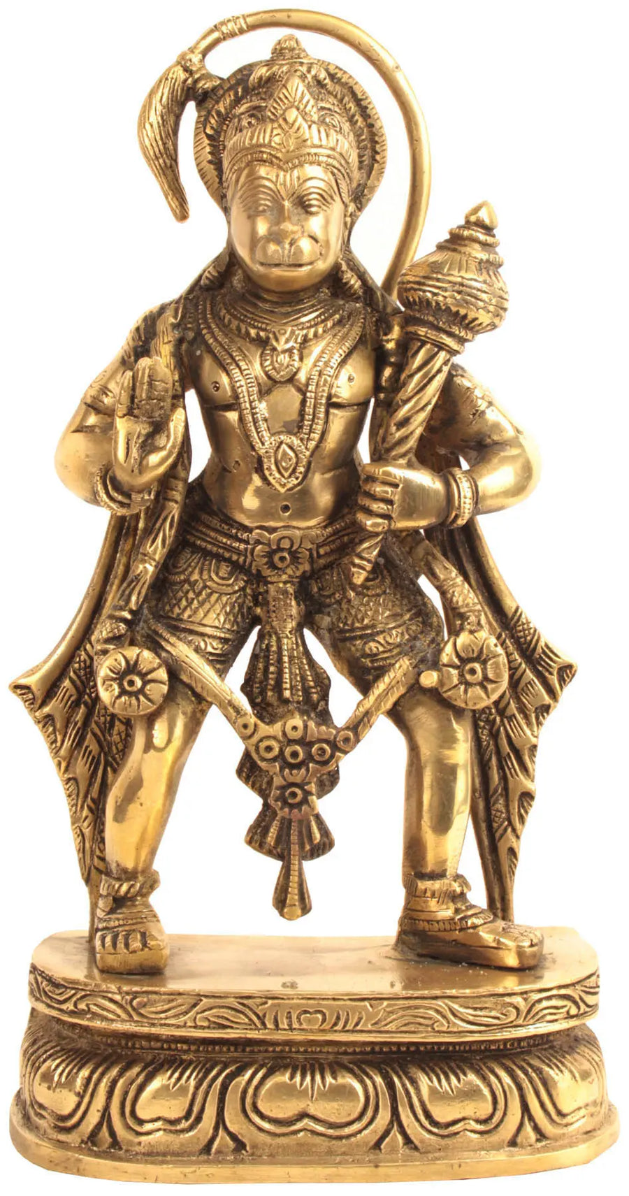 11" Hanuman Brass Statue Handmade Home Decor