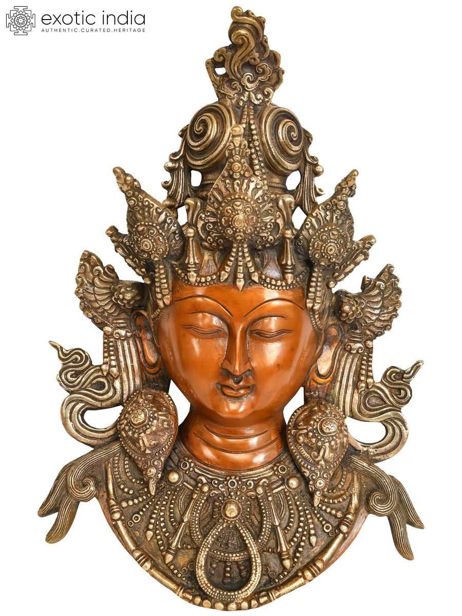 15" Tara Tibetan Buddhist Brass Wall Hanging Mask Handmade