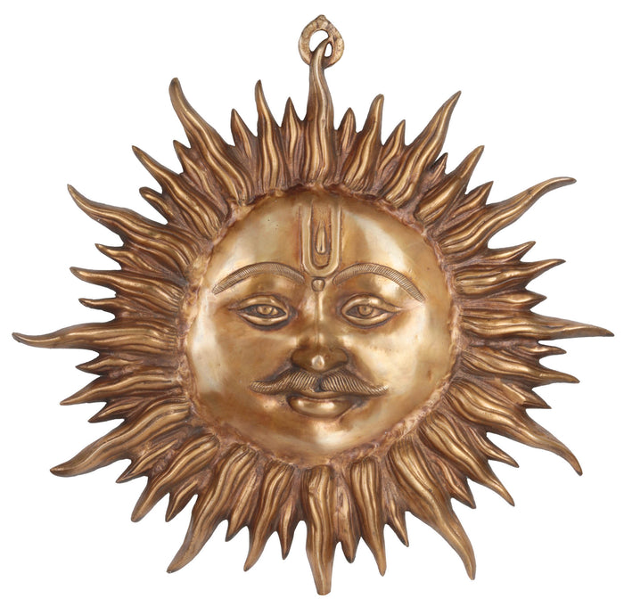 22" Brass Sun Wall Hanging - Auspicious Handmade Home Decor