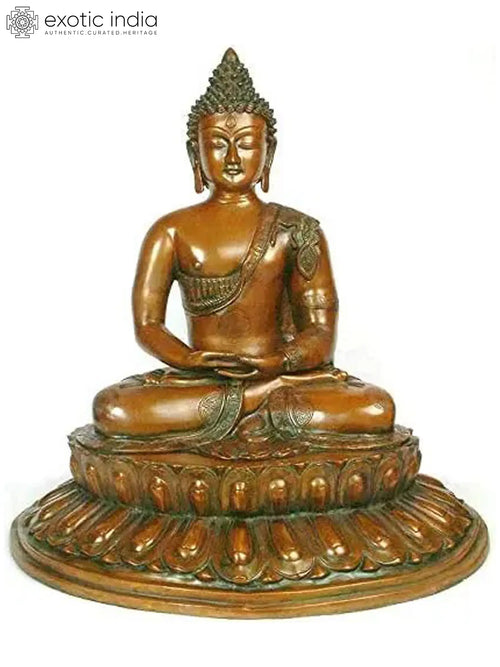 21" Large Handmade Lord Buddha Meditation Brass Statue