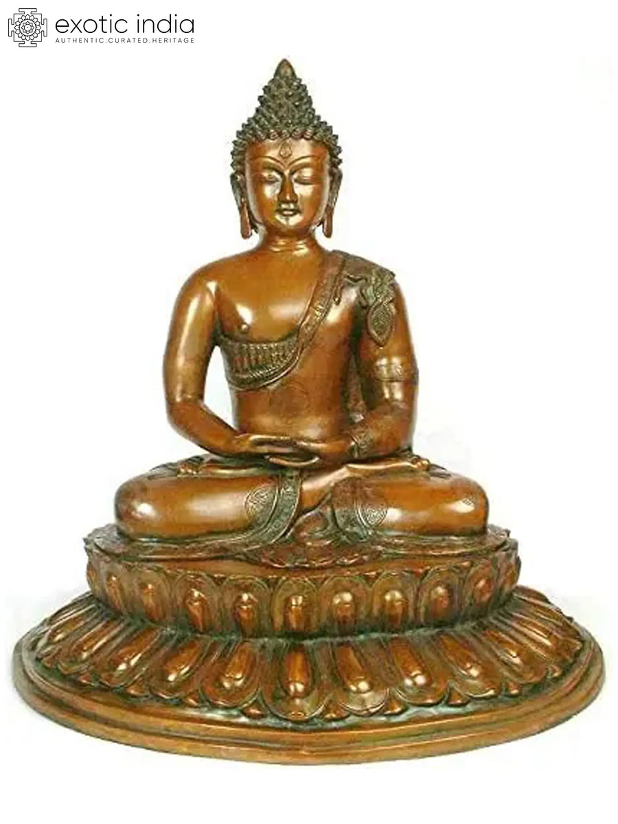21" Large Handmade Lord Buddha Meditation Brass Statue