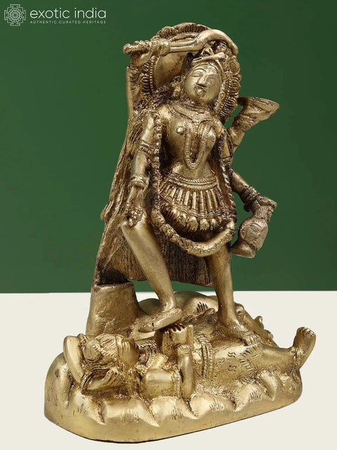 7" Maa Kali Brass Figurine | Indian Handcrafted Idol