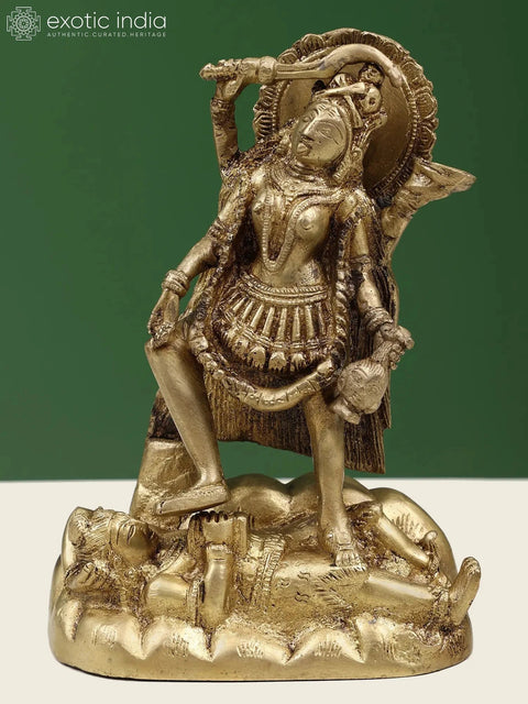 7" Maa Kali Brass Figurine | Indian Handcrafted Idol