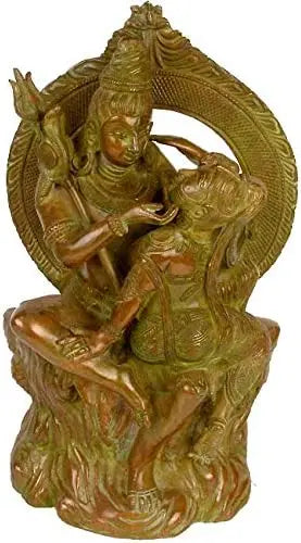13" Shiva and Parvati Brass Statue Handmade Home Decor