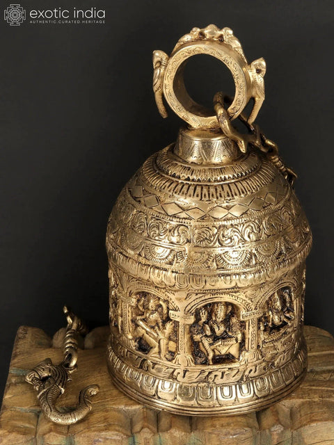 36" Nava Durga Hanging Bell In Brass | Handmade | Made In India