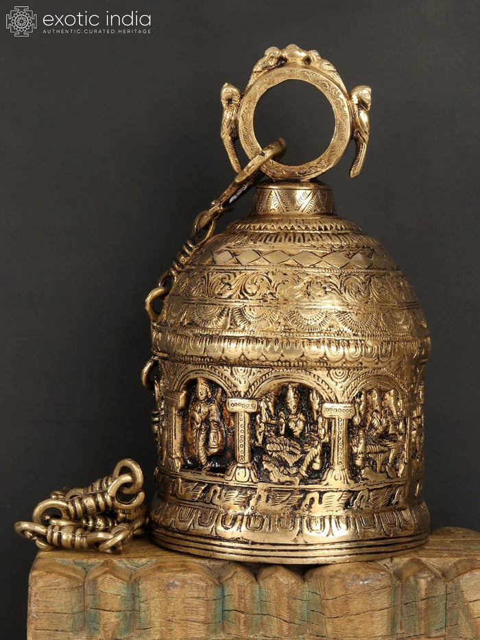 36" Nava Durga Brass Hanging Bell Statue Handmade