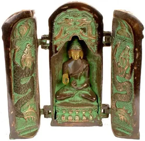 7" Handmade Tibetan Buddhist Folding Buddha Temple Brass Sculpture