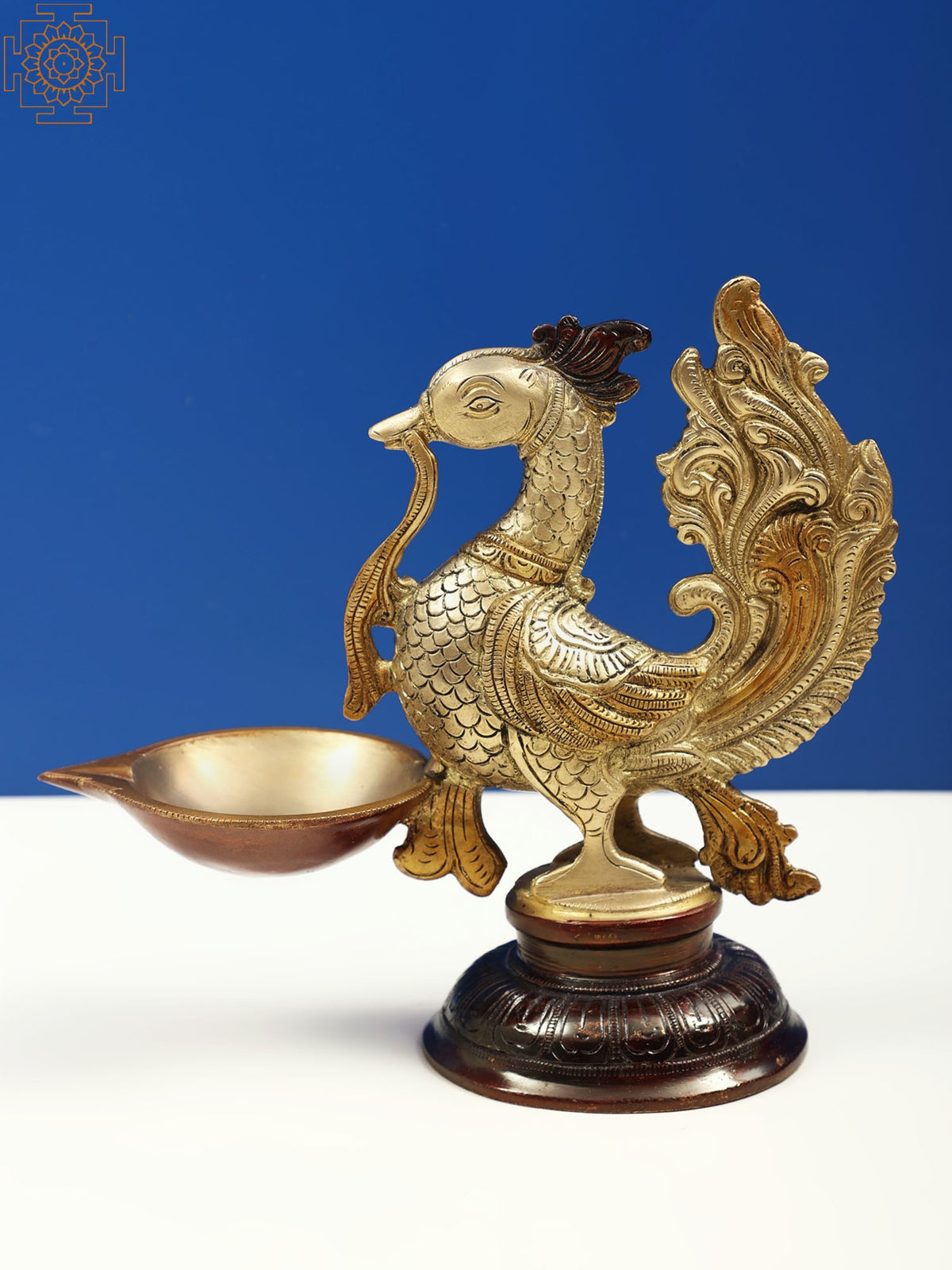 8" Handmade Peacock Mayur Brass Lamp for Home Decor