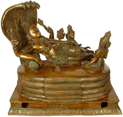 22" Sheshshayi Vishnu Brass Statue Handmade