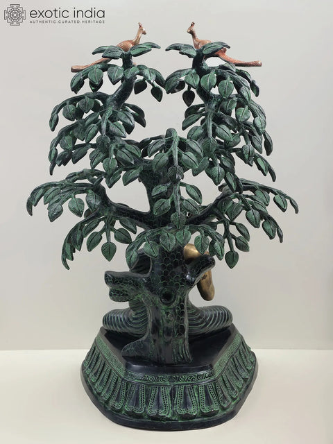 29" Large Size Buddha Under the Bodhi Tree In Brass