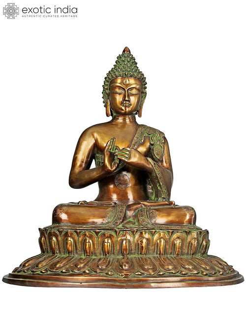 21" Handmade Lord Buddha Brass Idol in Padmasana Pose