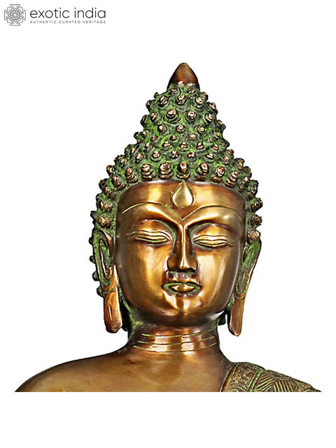 21" Lord Buddha Brass Idol Seated in Padmasana | Handmade | Made in India