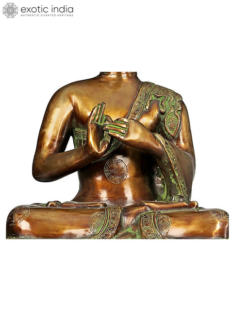 21" Lord Buddha Brass Idol Seated in Padmasana | Handmade | Made in India