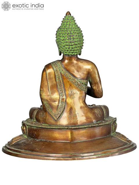 21" Lord Buddha Brass Idol Seated in Padmasana | Handmade | Made in India