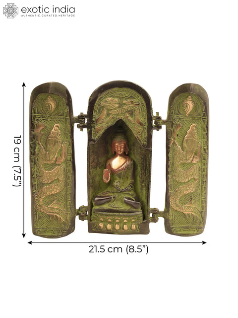 8" Compact Seated Buddha Precinct in Brass | Handmade | Made in India