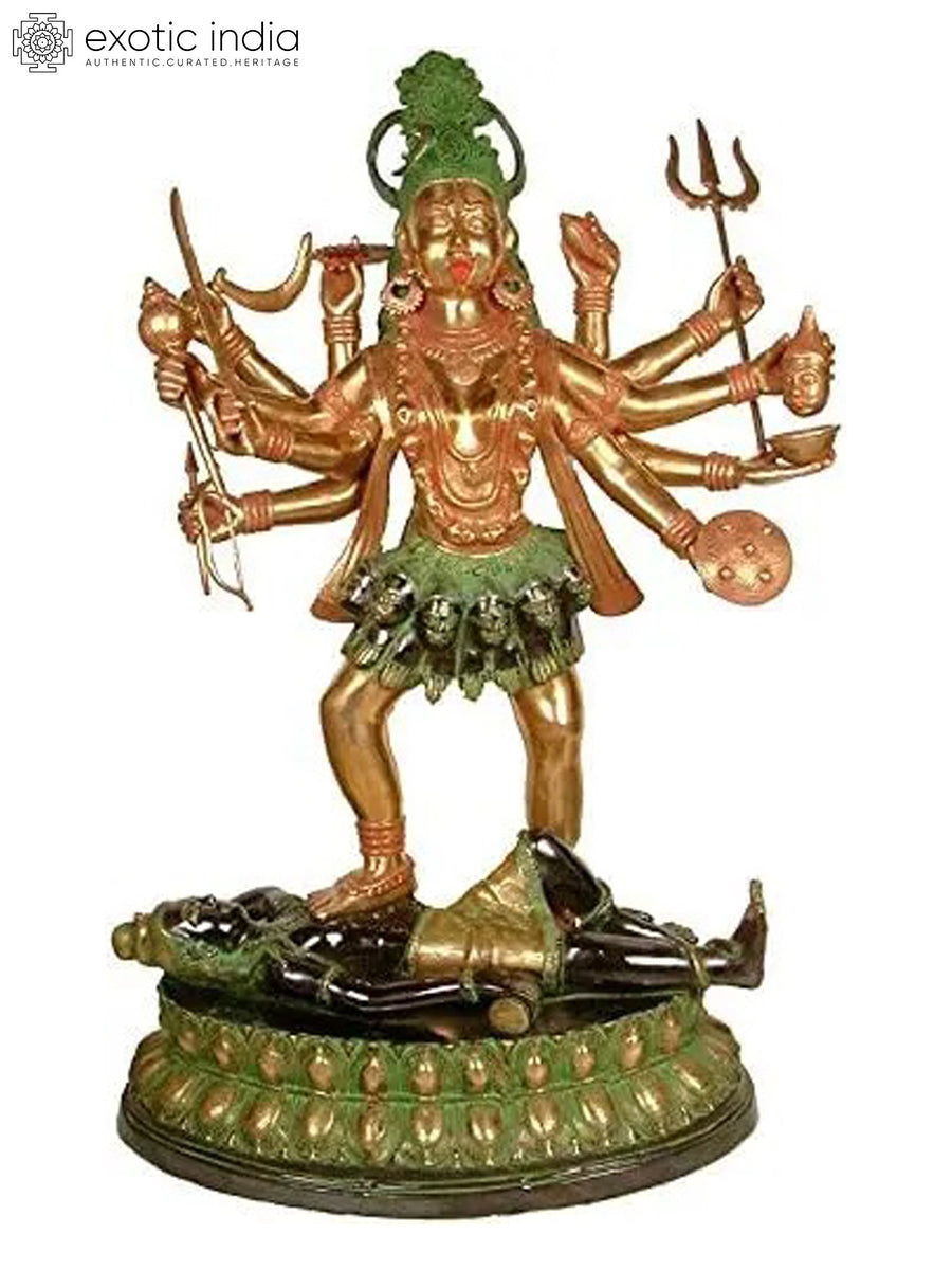42" Large Goddess Kali Handmade Brass Statue for Home Decor
