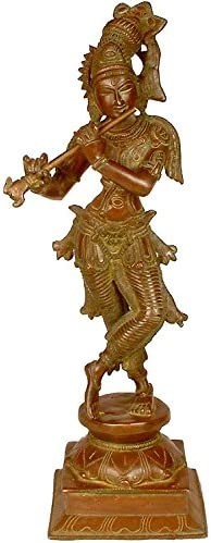 14" Radha Krishna Brass Statue - Handmade Ocean of Infinite Bliss