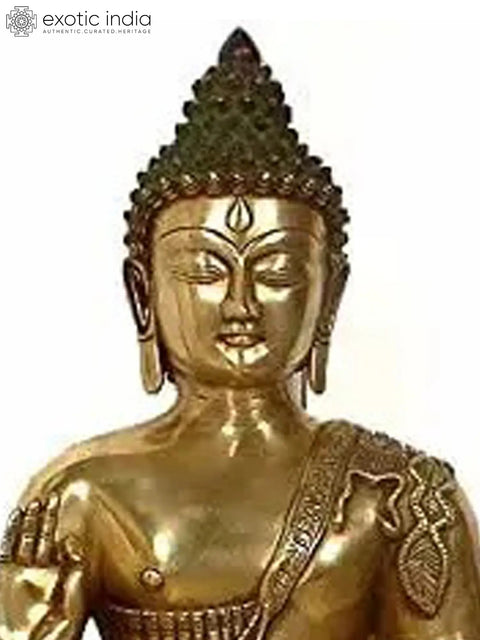 22" Large Size The Buddha Blesses In Brass | Handmade | Made In India