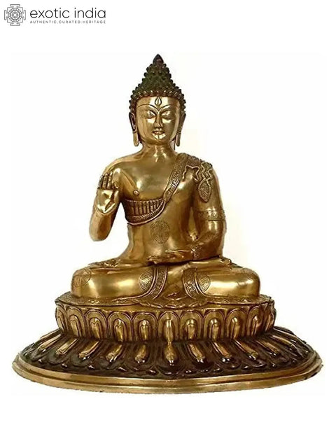 22" Large Size The Buddha Blesses In Brass | Handmade | Made In India