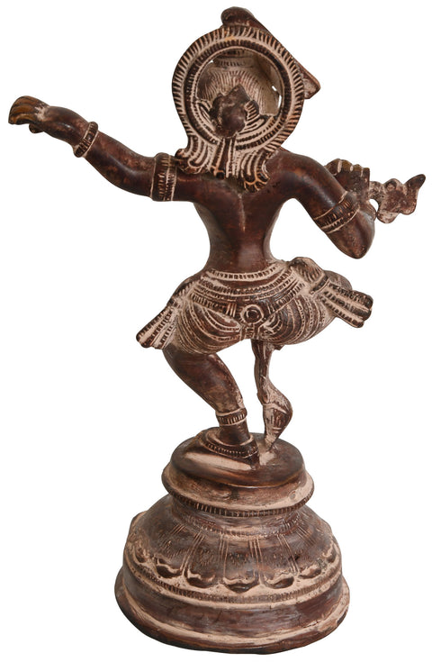 8" Dancing and Fluting Krishna In Brass | Handmade | Made In India