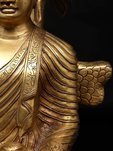31" Large Size Nirvana Buddha Idol Under the Tree of Life | Handmade Buddhist Statue