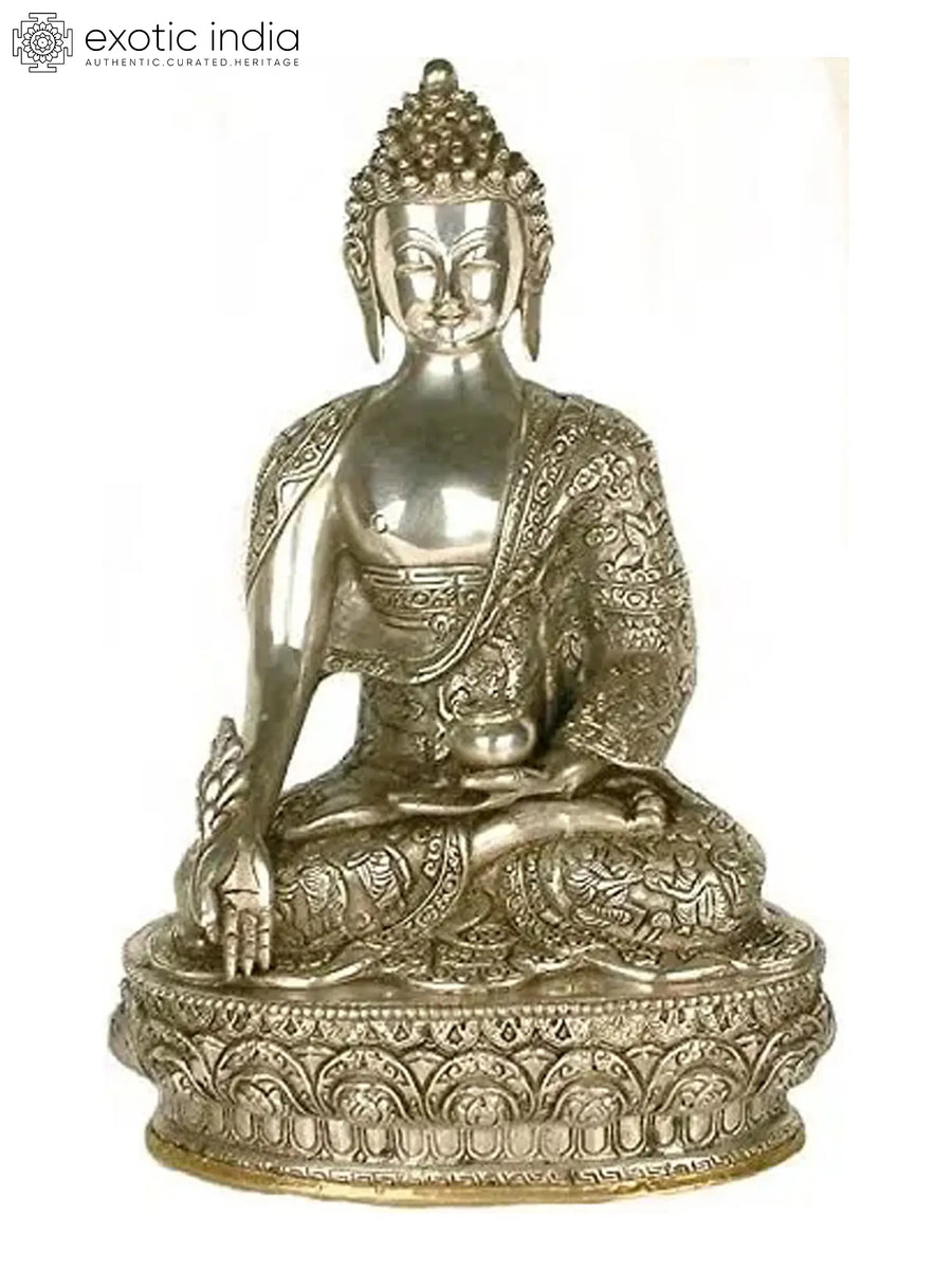 12" Medicine Buddha Handmade Brass Statue for Pooja