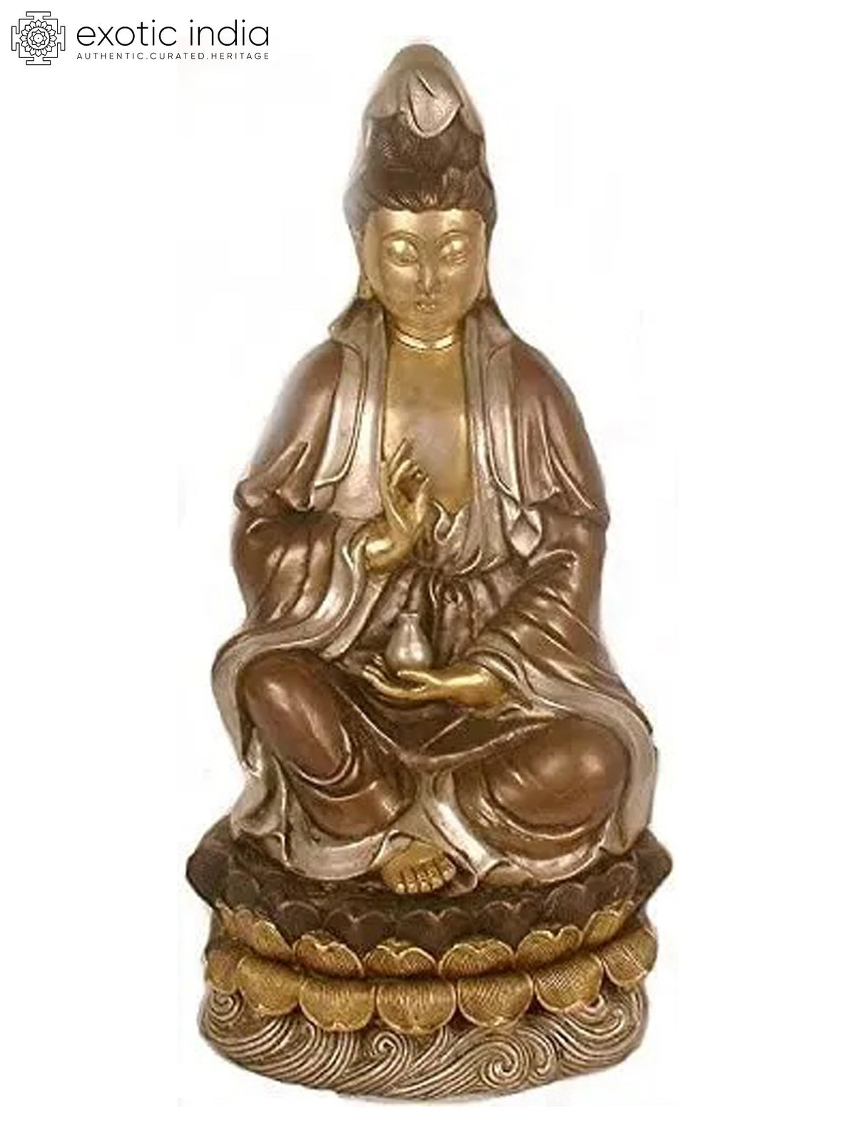 21" Kuan Yin - The Chinese Goddess of Compassion In Brass | Handmade | Made In India