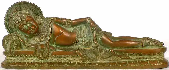 4" Reclining Hanuman Brass Idol for Pooja Home Decor