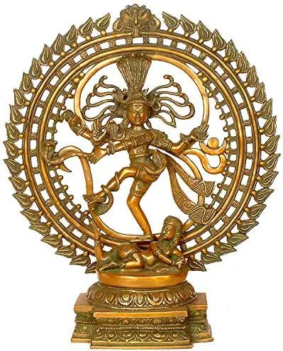19" Nataraja in Om Brass Statue Handmade