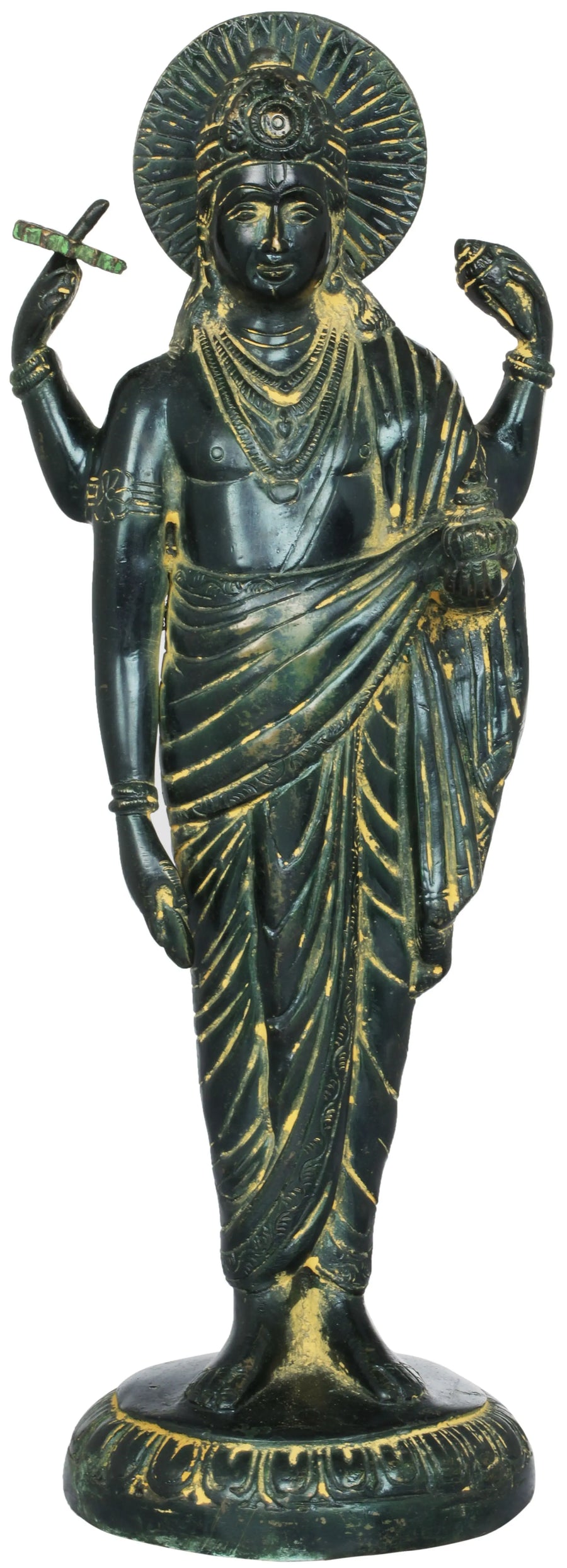 12" Dhanvantari Brass Statue Holding Vase of Immortality