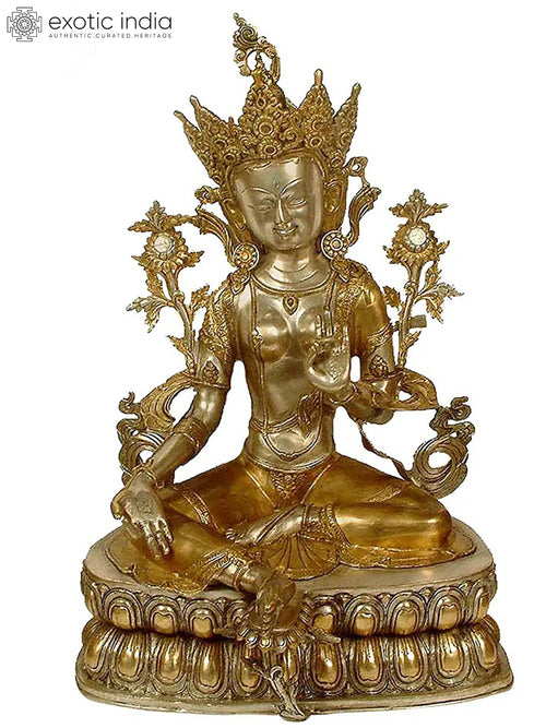33" Green Tara Tibetan Buddhist Brass Statue Handmade
