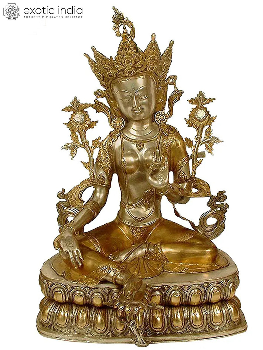 33" Green Tara Tibetan Buddhist Brass Statue Handmade