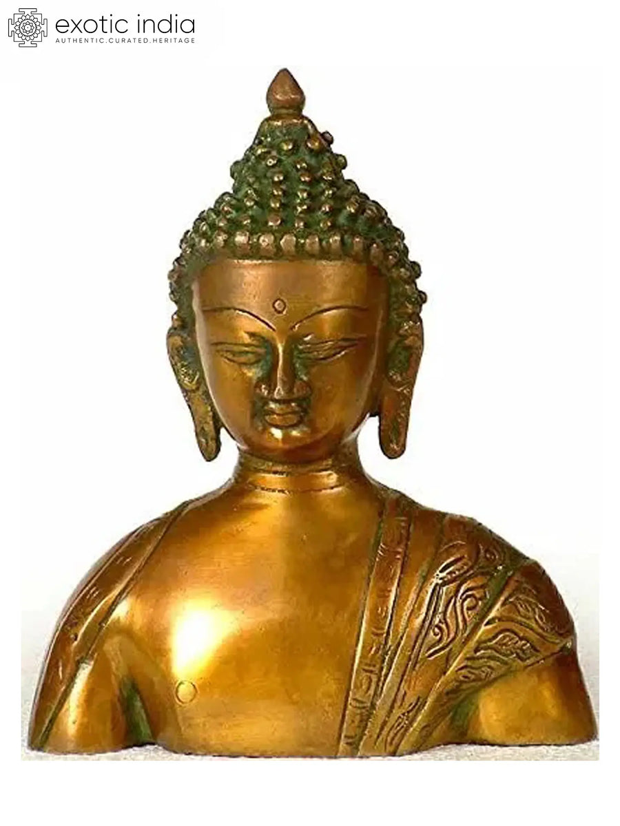 7" Handmade Buddha Brass Bust Statue