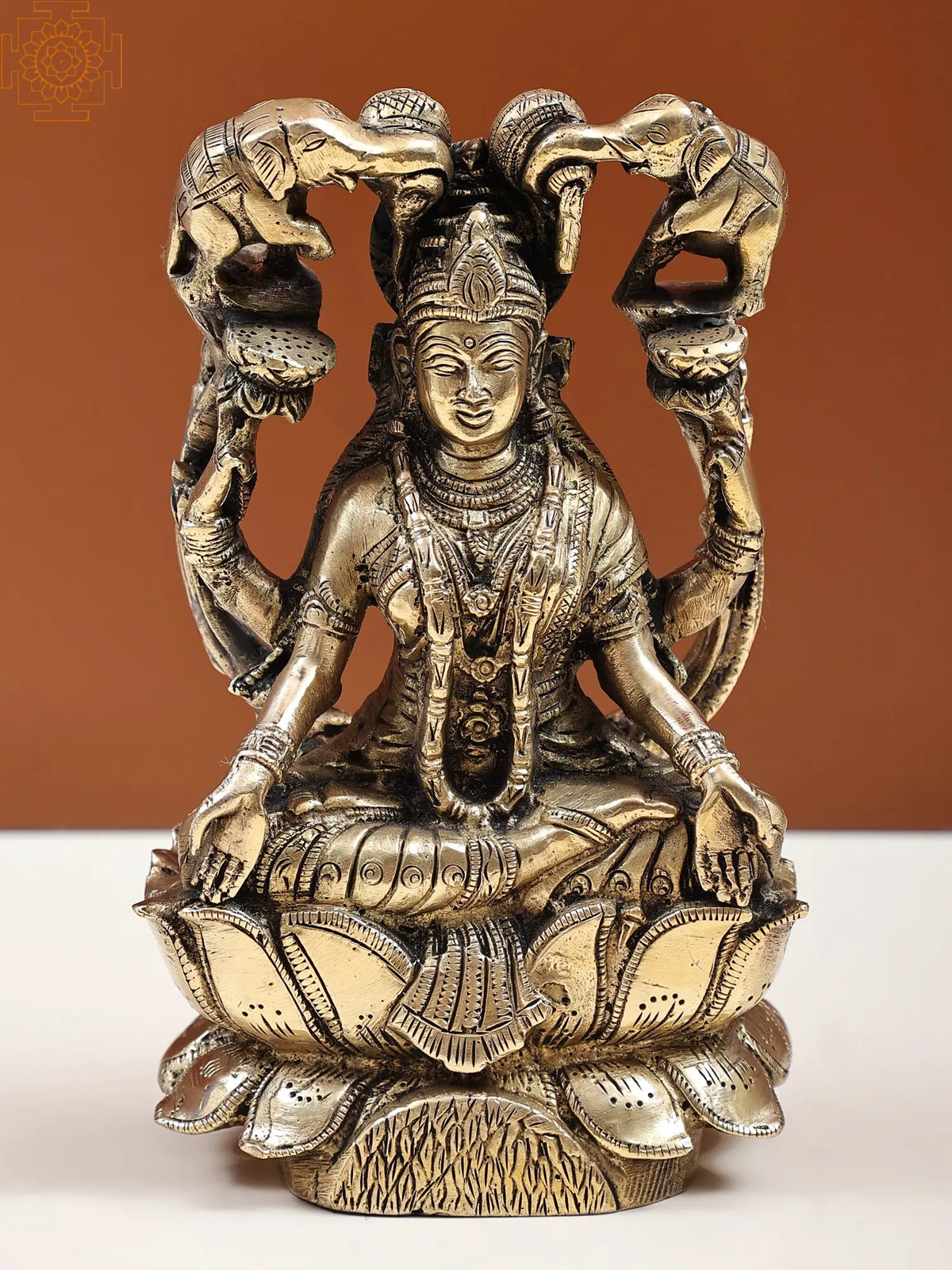 7" Gajalakshmi In Brass | Handmade