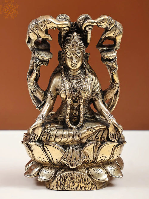 7" Gajalakshmi Brass Idol Handmade