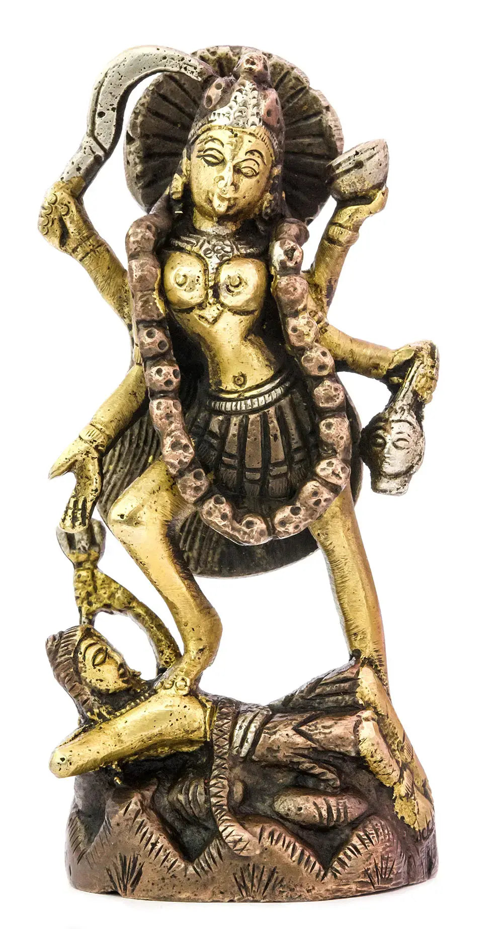 4" Small Mother Kali Statue In Brass | Handmade | Made In India