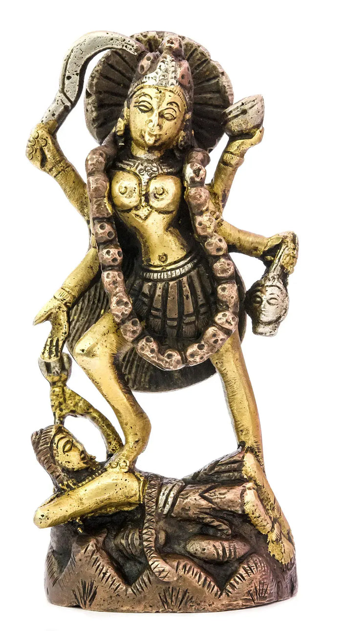 4" Small Mother Kali Statue In Brass | Handmade | Made In India