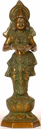 13" Handmade Lakshmi Brass Statue for Home Pooja