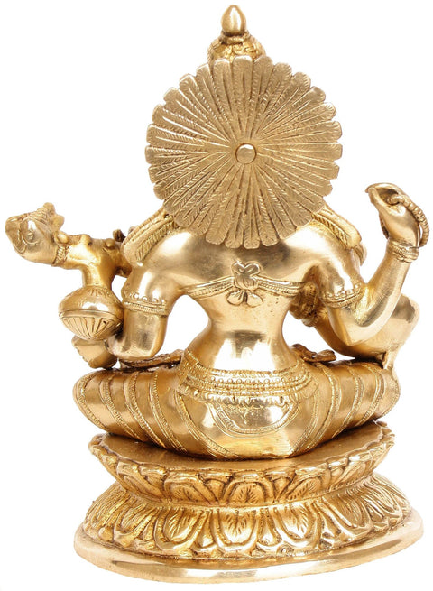9" Goddess Saraswati Brass Statue | Handmade Home Temple Idol
