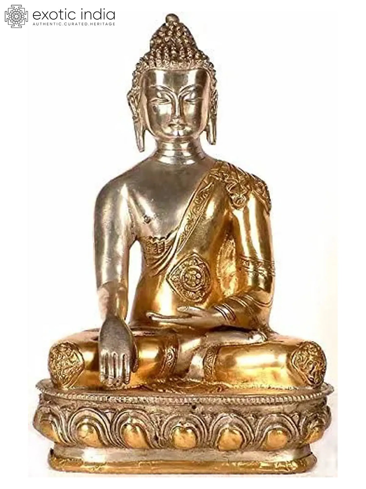 11" Buddha in Bhumisparsha Mudra In Brass | Handmade | Made In India