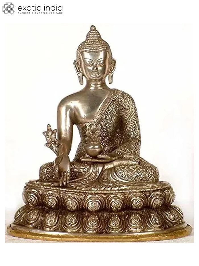 11" Medicine Buddha (Tibetan Buddhist Deity) In Brass | Handmade | Made In India