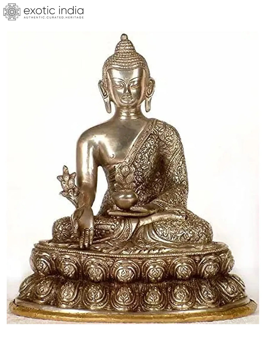 11" Medicine Buddha Brass Statue Handmade Tibetan Buddhist Idol
