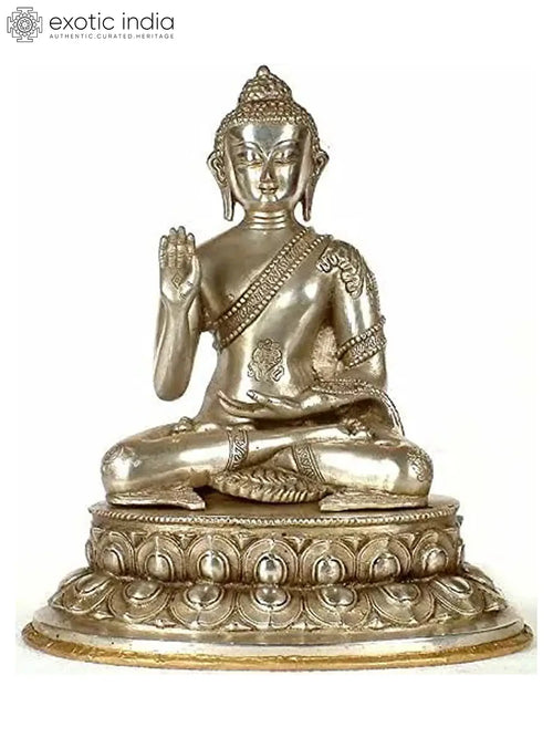 13" Handmade Buddha in Abhaya Mudra Brass Statue
