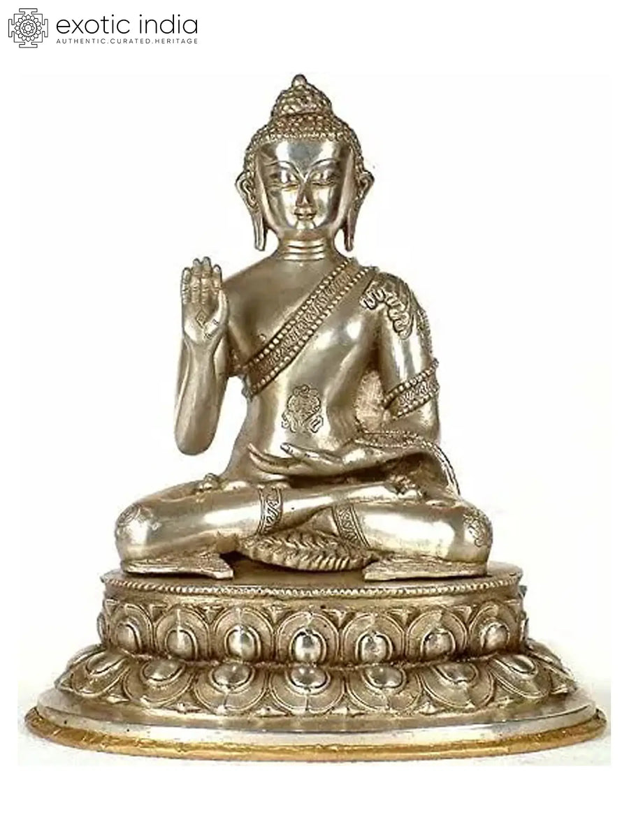 13" Handmade Buddha in Abhaya Mudra Brass Statue