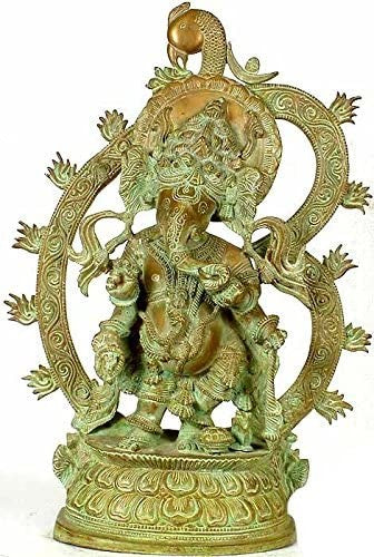 20" Brass Ganesha Om Aum Handmade Statue for Pooja