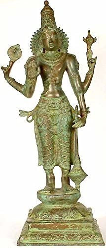 27" Lord Vishnu Handmade Brass Statue for Pooja
