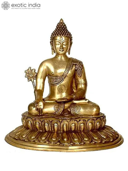 22" Medicine Buddha Handmade Brass Statue for Pooja