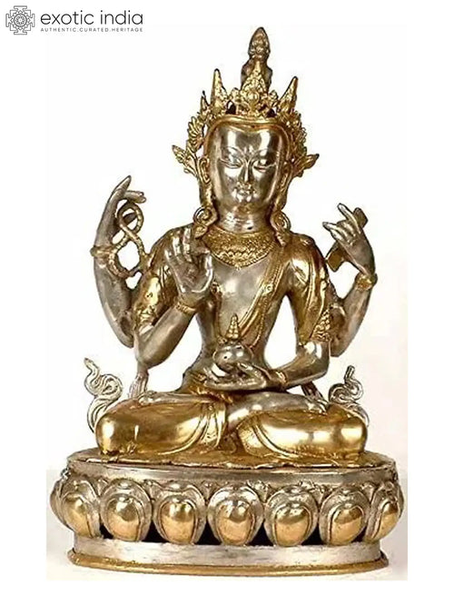 16" Four-Armed Avalokiteshvara Brass Statue Handmade