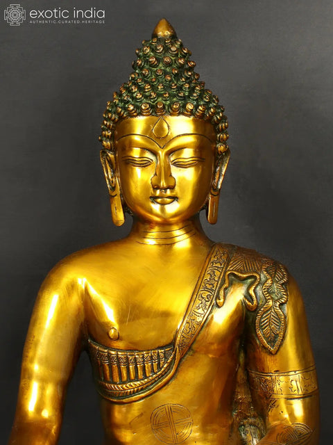 22" Large Size Buddha in Bhumisparsha Mudra In Brass | Handmade | Made In India
