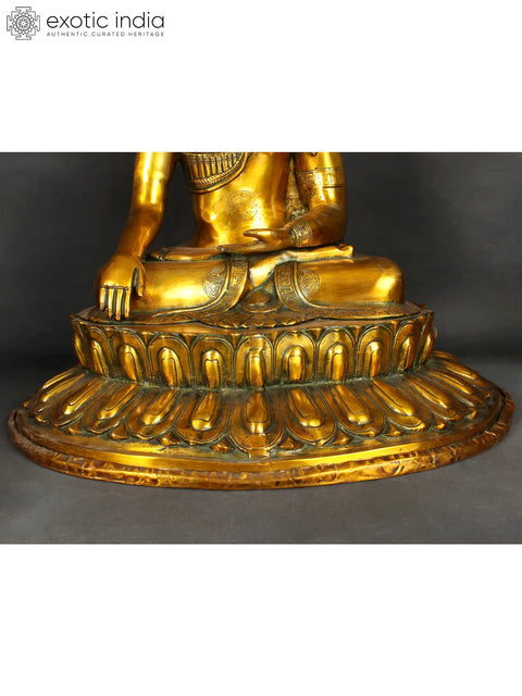 22" Large Size Buddha in Bhumisparsha Mudra In Brass | Handmade | Made In India